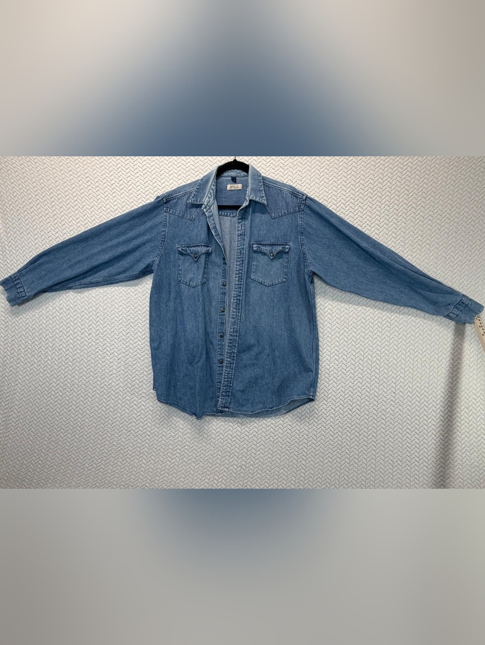 RARE Santa Fe Dry Goods Women Denim Western Shirt sz Large Made In HONG KONG EUC - Picture 3 of 14